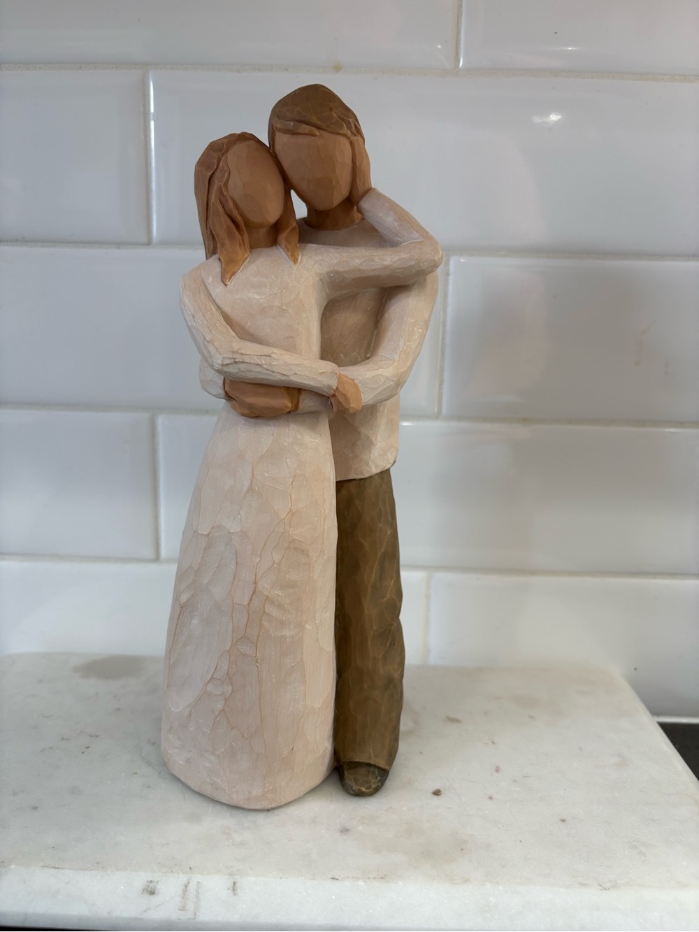 Willow Tree Embracing Couple Figurine in Cream and Brown